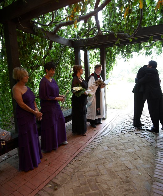 John gave Matthew a hug after reading his vows to him.